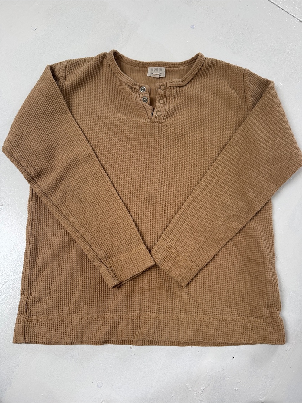 Kids Waffle Henley Long-Sleeve Top - Brown
